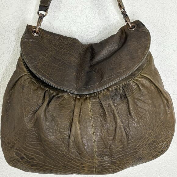 Beth Springer Large Leather Hobo Bag Slouchy Hippie Boho Brown Handmade In USA - Picture 2 of 7